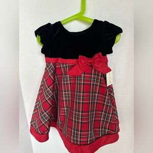 NWT Sophie Rose Baby Toddler Girl 24M Red, Black Velvet Like Christmas Dress!